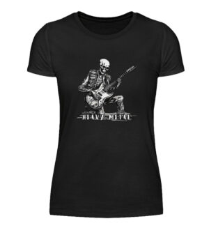 Skelett-Rockstar auf E-Gitarre: detaillierte Vektorillustration im coolen Ink-Stil - Damenshirt-16