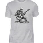 Skelett-Rockstar auf E-Gitarre: detaillierte Vektorillustration im coolen Ink-Stil - Herren Shirt-17