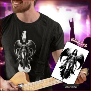 Ein Mann präsentiert ein Engel der Metal-Musik - Herren T-Shirt mit Engelsmotiv.
